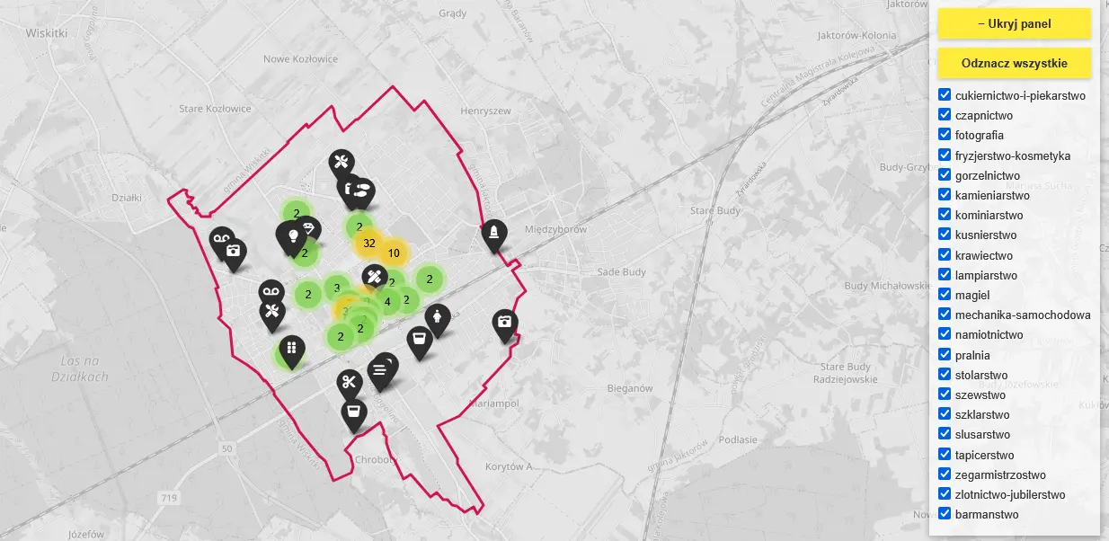 Mapa rzemiosła - widok szczegółowy
